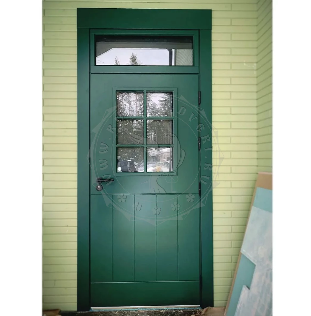 Дверь в загородный дом со стеклом и фрамугой Н-2830 фото 1